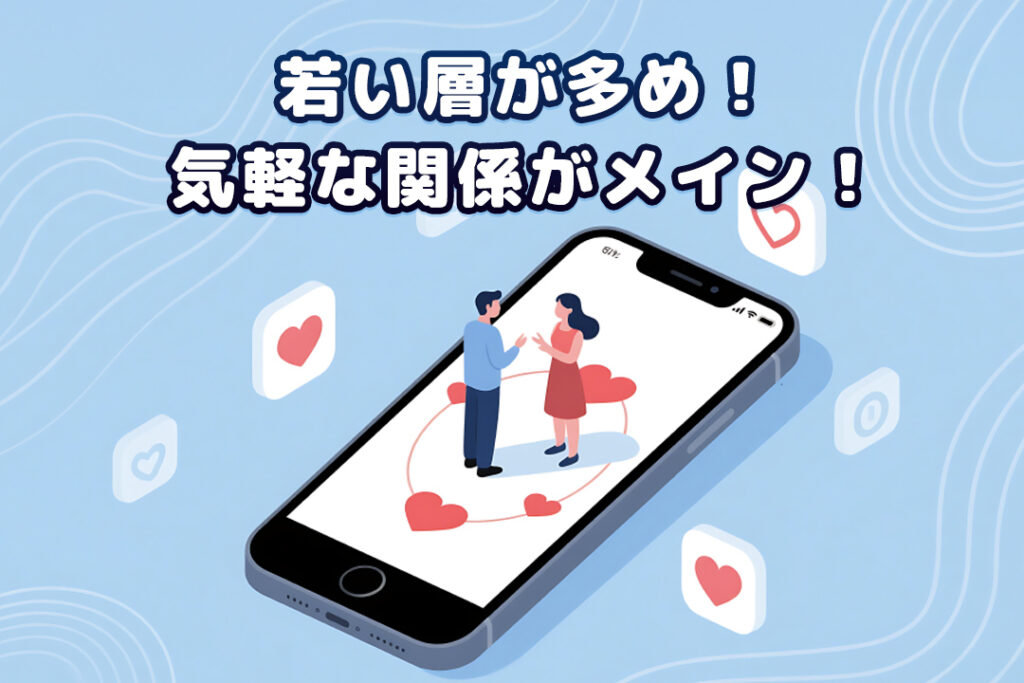 若い層が多め！20代中心に人気、気軽な関係がメイン！
